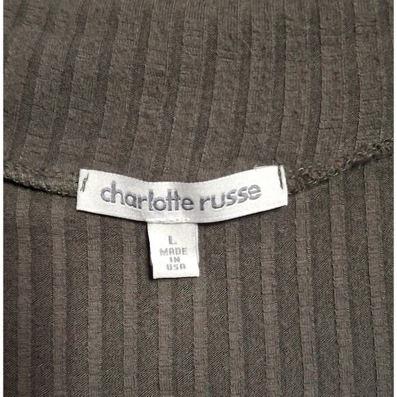 Vintage Charlotte Russe Olive Ribbed Sweater Midi Dress Size L – Off-Shoulder - Picture 3 of 5